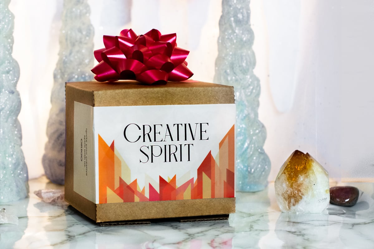 Creative Spirit candle in box with bow
