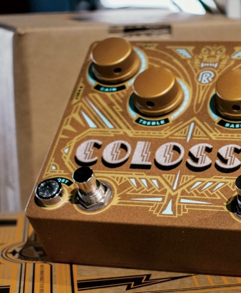 Detail of Colossus guitar effect pedal